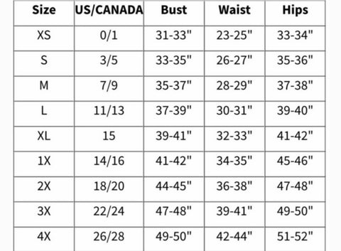SIZE CHART